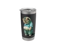 Funny fat Cat IA art design print Vaso térmico de acero inoxidable de doble pared
