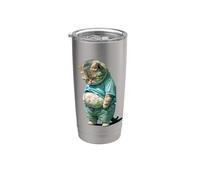 Funny fat Cat IA art design print Vaso térmico de acero inoxidable de doble pared