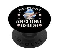 Funny Fathers Day Baseball GNOME Worlds Best Baseball Daddy PopSockets PopGrip Adhesivo