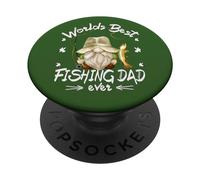 Funny Fathers Day Fisherman GNOME Worlds Best Fishing Dad PopSockets PopGrip Adhesivo