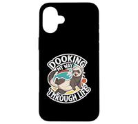 Funny Ferret Dooking My Way Through Life Cartoon Carcasa para iPhone 16 Plus