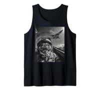 Funny Fighter Jet Pilot Cool Pug Selfie Aviación Perro Gráfico Camiseta sin Mangas