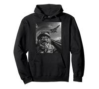 Funny Fighter Jet Pilot Cool Pug Selfie Aviación Perro Gráfico Sudadera con Capucha