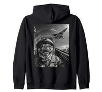 Funny Fighter Jet Pilot Cool Pug Selfie Aviación Perro Gráfico Sudadera con Capucha
