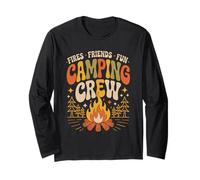Funny Fires Friends Fun Camping Crew Aventura al aire libre Retro Manga Larga