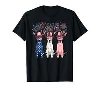 Funny Fireworks Great Danés American USA Flag 4th of July Camiseta