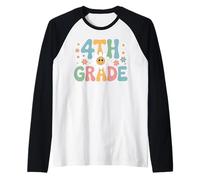 Funny First Day of School 4th Fourth Grade Camiseta Manga Raglan