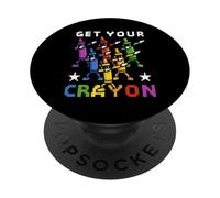 Funny First Day of School Get Your Crayon Dabbing Crayons PopSockets PopGrip Adhesivo