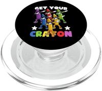 Funny First Day of School Get Your Crayon Dabbing Crayons PopSockets PopGrip para MagSafe