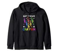 Funny First Day of School Get Your Crayon Dabbing Crayons Sudadera con Capucha