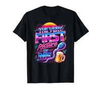 Funny First Picture of Me Synthwave Biology Humor para Adultos Camiseta
