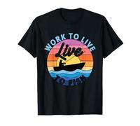 Funny Fisherman - Trabajar para vivir en vivo para pescar pesca retro Camiseta