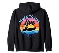 Funny Fisherman - Trabajar para vivir en vivo para pescar pesca retro Sudadera con Capucha