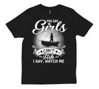 Funny Fishing Gift for Fisherwoman Women Girl Wife Daughter T-Shirt Black L