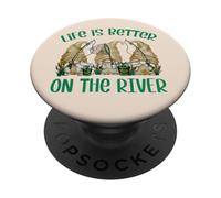 Funny Fishing GNOME For Women and Men Is Better On The River PopSockets PopGrip Adhesivo