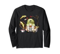 Funny Fishing GNOME Motif For Women & Kids Fisherman Gnomie Manga Larga