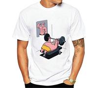 Funny Fitness tee Men T-Shirt Super Evolution Weight Lifting Summer Gym PrintedWhite(X-Large)