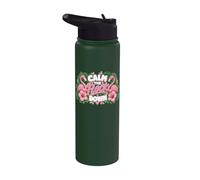 Funny Flamingo Calm The Flock Down Beach Tropical Summer Pun Stainless Steel Insulated Water Bottle