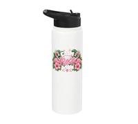 Funny Flamingo Calm The Flock Down Beach Tropical Summer Pun Stainless Steel Insulated Water Bottle