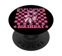 Funny Flamingo Girl Mom Coquette It's My Flocado Birthday PopSockets PopGrip Adhesivo