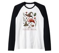 Funny Flamingo Pun Flocking Magical Pagan Wiccan Witch Camiseta Manga Raglan