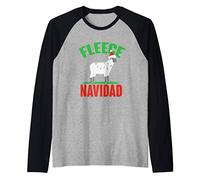 Funny Fleece Navidad Christmas Holiday Sheep Camiseta Manga Raglan