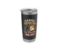 Funny Floral Designer Easily Distracted by Cats And Flowers Vaso térmico de acero inoxidable de doble pared