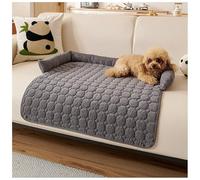 Funny Fluffy Fuzzy Calming Dog Bed Sofa Protector Pet Mat, Plush Furniture Protector Couch Bed with Anti-Slip Bottom for Dogs and Cats, Dark Gray