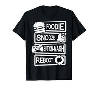 Funny Foodie Snooze Button-Mash Reiniciar Los Amantes de los Videojuegos Camiseta