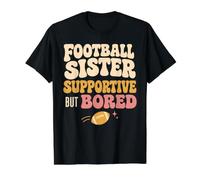 Funny Football Sister Supportive But Bored Groovy Camiseta gráfica económica, Hombre, Negro, S