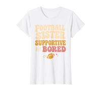 Funny Football Sister Supportive But Bored Groovy Camiseta gráfica económica, Mujer, Blanco, L