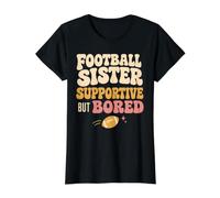 Funny Football Sister Supportive But Bored Groovy Camiseta gráfica económica, Mujer, Negro, M