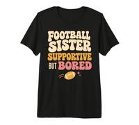 Funny Football Sister Supportive But Bored Groovy Camiseta Premium