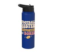 Funny Football Sister Supportive But Bored Groovy Stainless Steel Insulated Water Bottle