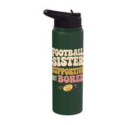 Funny Football Sister Supportive But Bored Groovy Stainless Steel Insulated Water Bottle