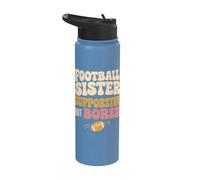 Funny Football Sister Supportive But Bored Groovy Stainless Steel Insulated Water Bottle