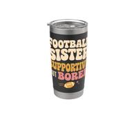 Funny Football Sister Supportive But Bored Groovy Vaso térmico de acero inoxidable de doble pared