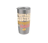 Funny Football Sister Supportive But Bored Groovy Vaso térmico de acero inoxidable de doble pared