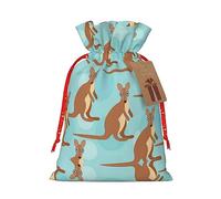 Funny for Kangaroo Zoo - Bolsa de arpillera con estampado de zoológico de Navidad, regalos de fiesta de Navidad, bolsa de regalo para regalos, varios tamaños (S, M)