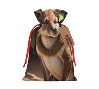Funny for Kangaroo Zoo - Bolsa de lino de arpillera con estampado de zoológico de Navidad, regalos de fiesta, bolsa de regalo para regalos, talla M