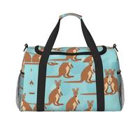 Funny for Kangaroo Zoo - Bolsa de lona grande de viaje para mujer, bolsa de viaje para fin de semana, bolsa de mano, Negro -, Talla única