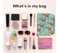 Funny for Kangaroo Zoo - Bolsa de maquillaje de cáñamo falso de gran capacidad, bolsa de aseo de viaje resistente al agua para mujer