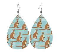 Funny For Kangaroo Zoo - Pendientes de cuero para mujer, diseño de lágrima, juego de aretes de cuero perforados para cumpleaños, Navidad, regalos para mujer