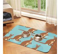 Funny for Kangaroo Zoo Print - Tapete de comida para mascotas, absorbente, antideslizante, de piel sintética, para perros, gatos, parte inferior de goma