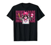 Funny Fourth Grade Teacher Feral Raccoon Back to School Camiseta gráfica económica, Hombre, Negro, M
