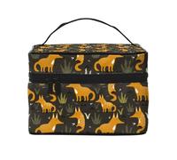 Funny Fox By The Field - Bolsa de maquillaje para mujer, bolsa de aseo personal, bolsa organizadora de maquillaje de viaje grande