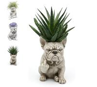 Funny French Bulldog Planter Pot, Creative Dog Flower Pot, Attitude Garden Decor Statue, Funny Dog Statue for Home Garden Decor, Unique Outdoor Plant Container (#C)
