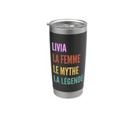 Funny French First Name Design - Livia Vaso térmico de acero inoxidable de doble pared