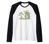 Funny Frog Bonsai Gardening Japanese Style Plant Lover Camiseta Manga Raglan