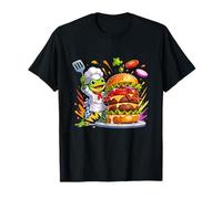 Funny Frog Chef Crazy, Triple Amante de Las Hamburguesas Camiseta